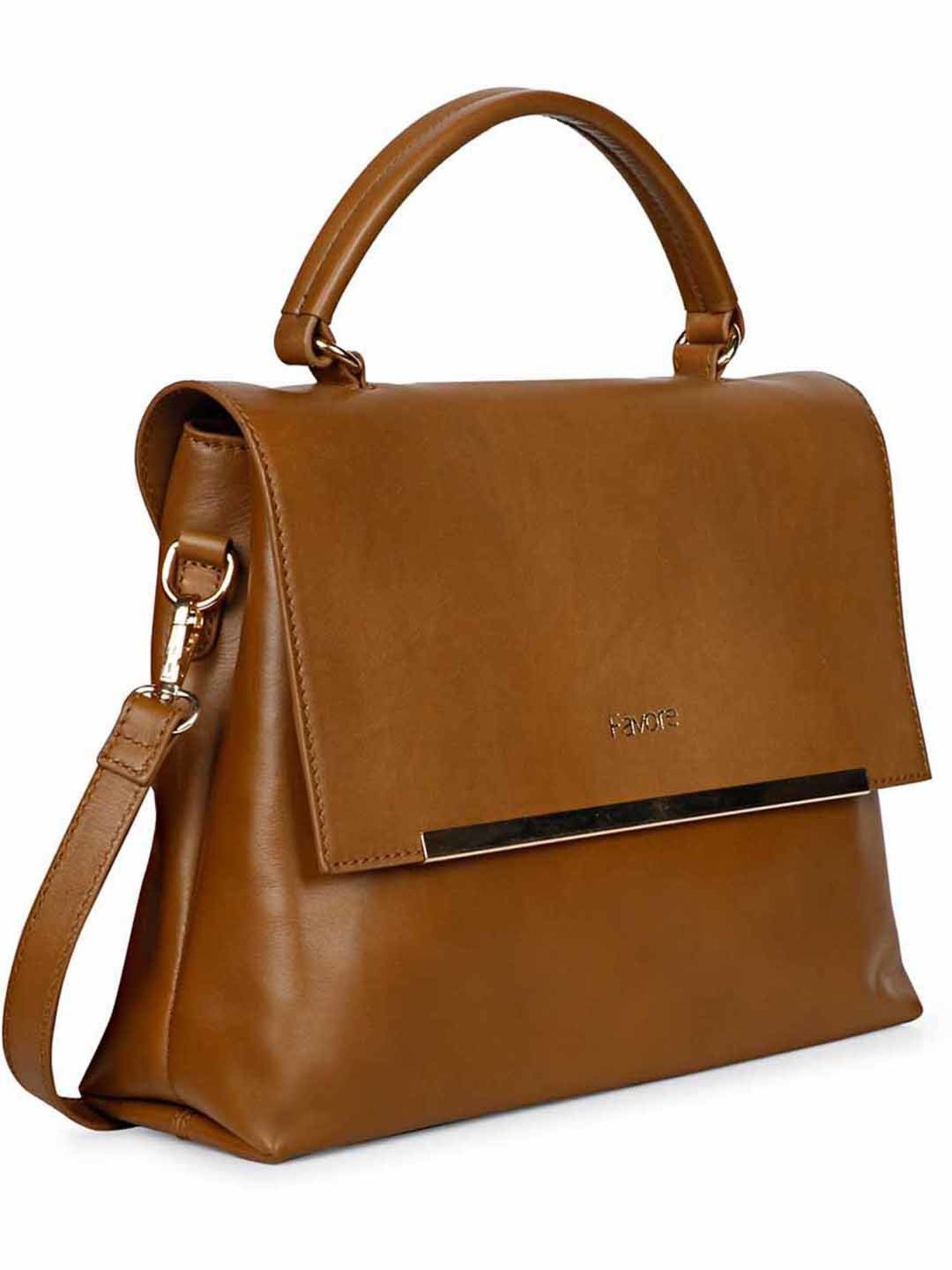 Favore Light Tan Solid Medium Satchels