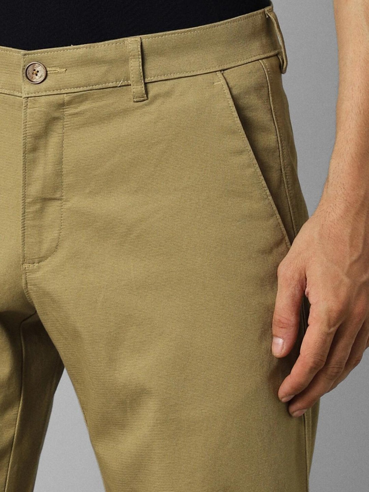 Louis Philippe Khaki Slim Fit Texture Trousers