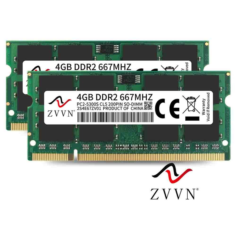 ZVVN 8GB Kit (2x 4GB) 200-Pin DDR2 SO-DIMM DDR2 667 (PC2 5300) Laptop Notebook Memory Model 2S4E67ZV02