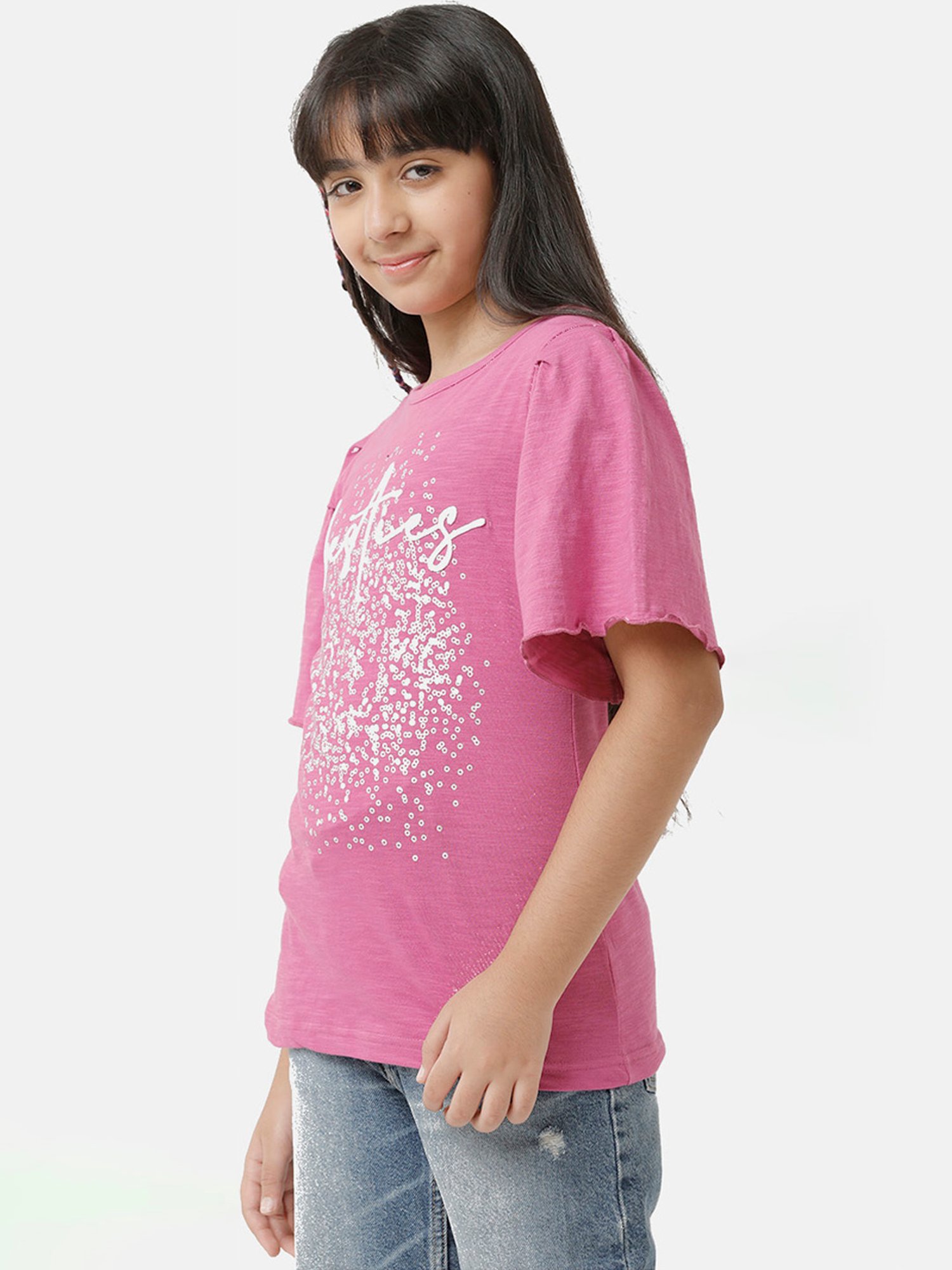 Under Fourteen Only Kids Pink Embellished Top