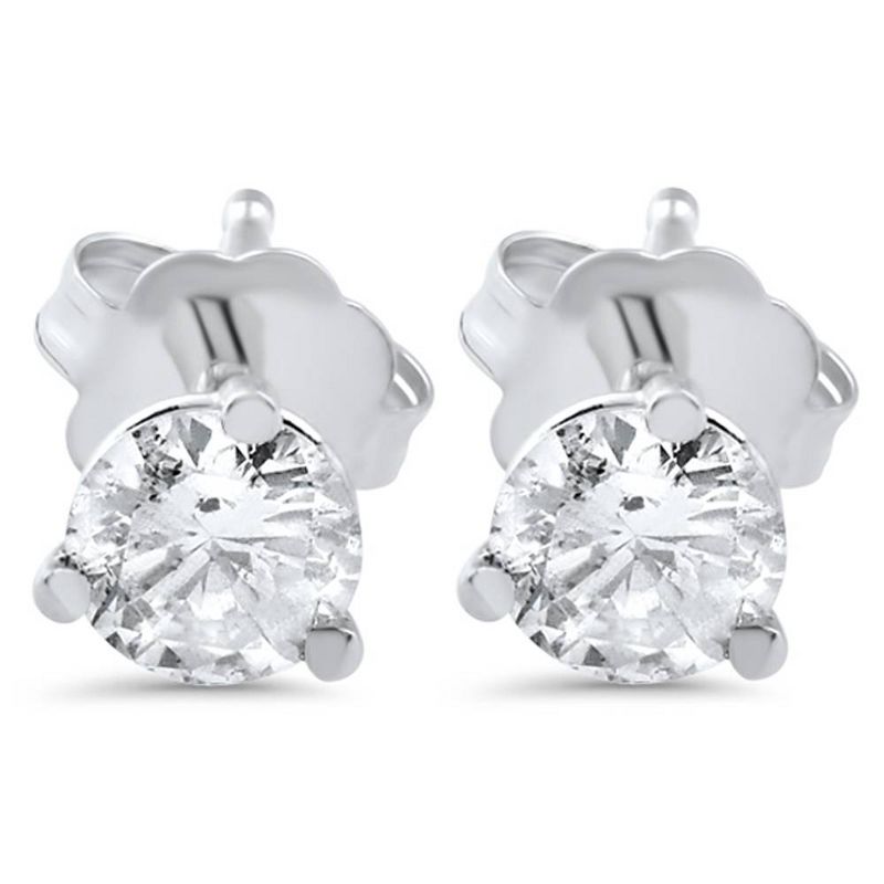 Pompeii3 1ct Martini Screw Back Diamond Studs 14K White Gold