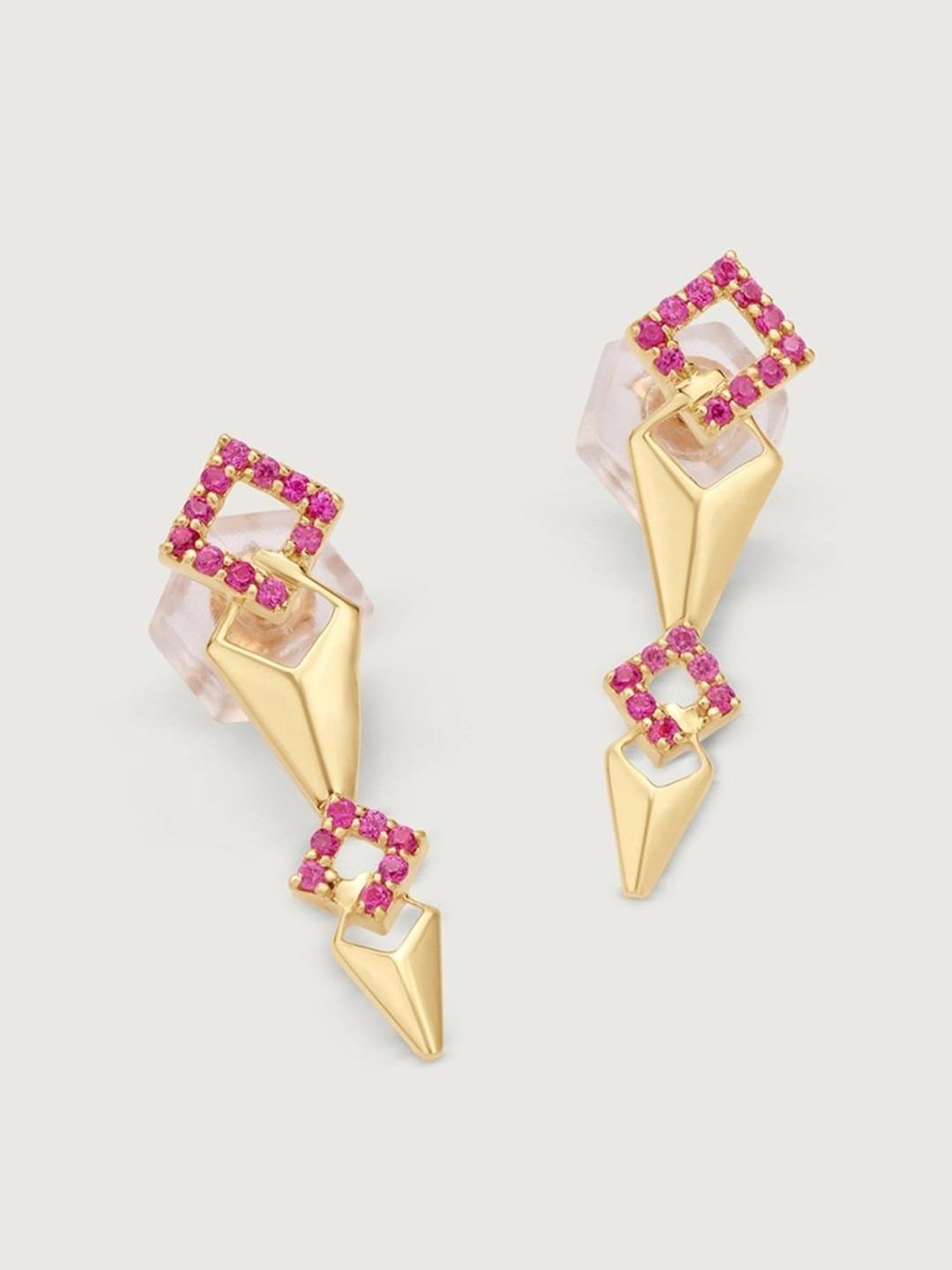 Mia by Tanishq Stellar Symphony 14k Gold Dark Pink Sapphire Stud Earrings