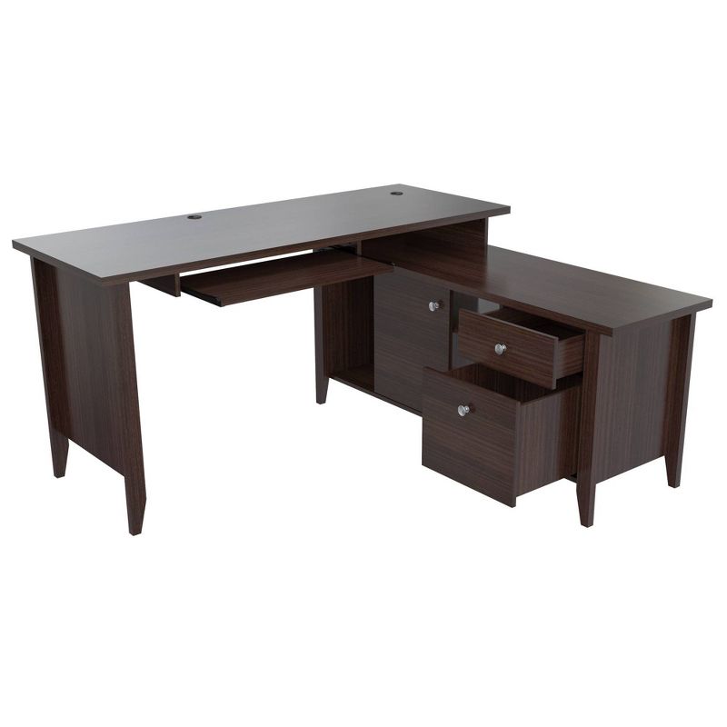 L Shaped Computer Writing Desk Espresso - Inval