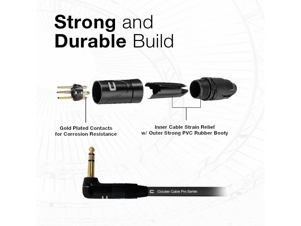 3-Pin XLR Male to Right Angle 1/4" TRS Balanced Stereo Cable Custom Length Color