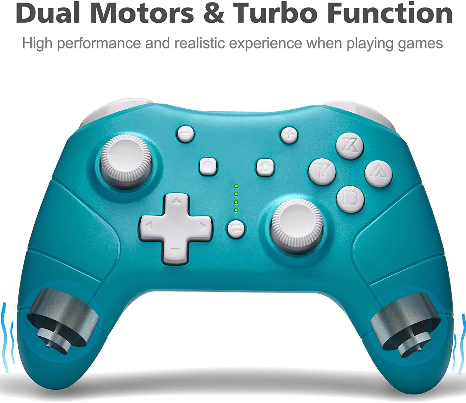 Wireless Pro Controller for Nintendo Switch/Switch Lite Console,Rechargeable Remote Gamepad Support Adjustable Turbo,Screenshot and Gyro Axis - Turquoise Blue