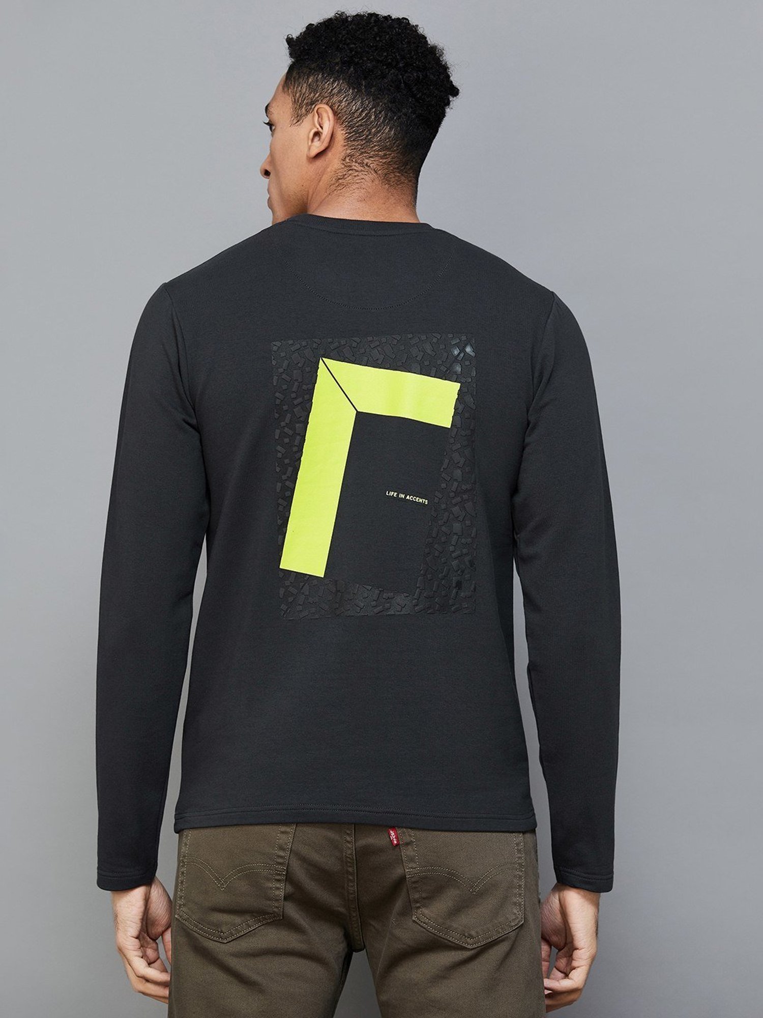 BOSSINI Charcoal Regular Fit Printed T-Shirt