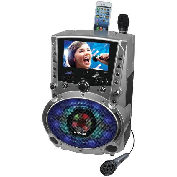 Karaoke USA - GF758 - KARAOKE USA GF758 DVD/CD+G/MP3+G Bluetooth(R) Karaoke System with 7 TFT Color Screen & LED Sync