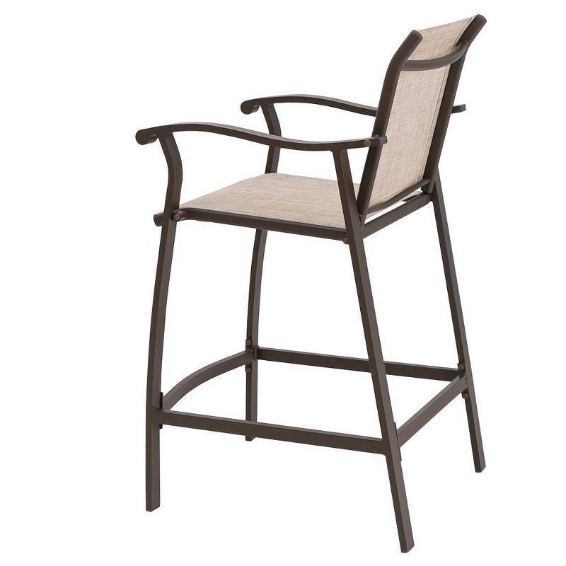 2pc Outdoor Counter Height Aluminum Bar Stools - Beige - Crestlive Products
