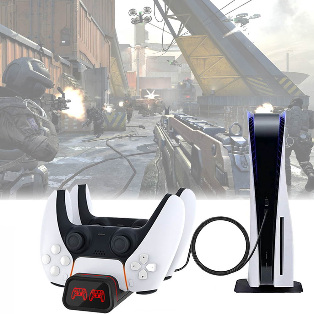 Dualsense Charging Station for Playstation 5, Megadream Dual Charging Dock Controller Charger Compatible with Xbox Series X/S, Xbox Elite 2, Google, Switch Pro, with 2 Type C Adapters & LED Indicator