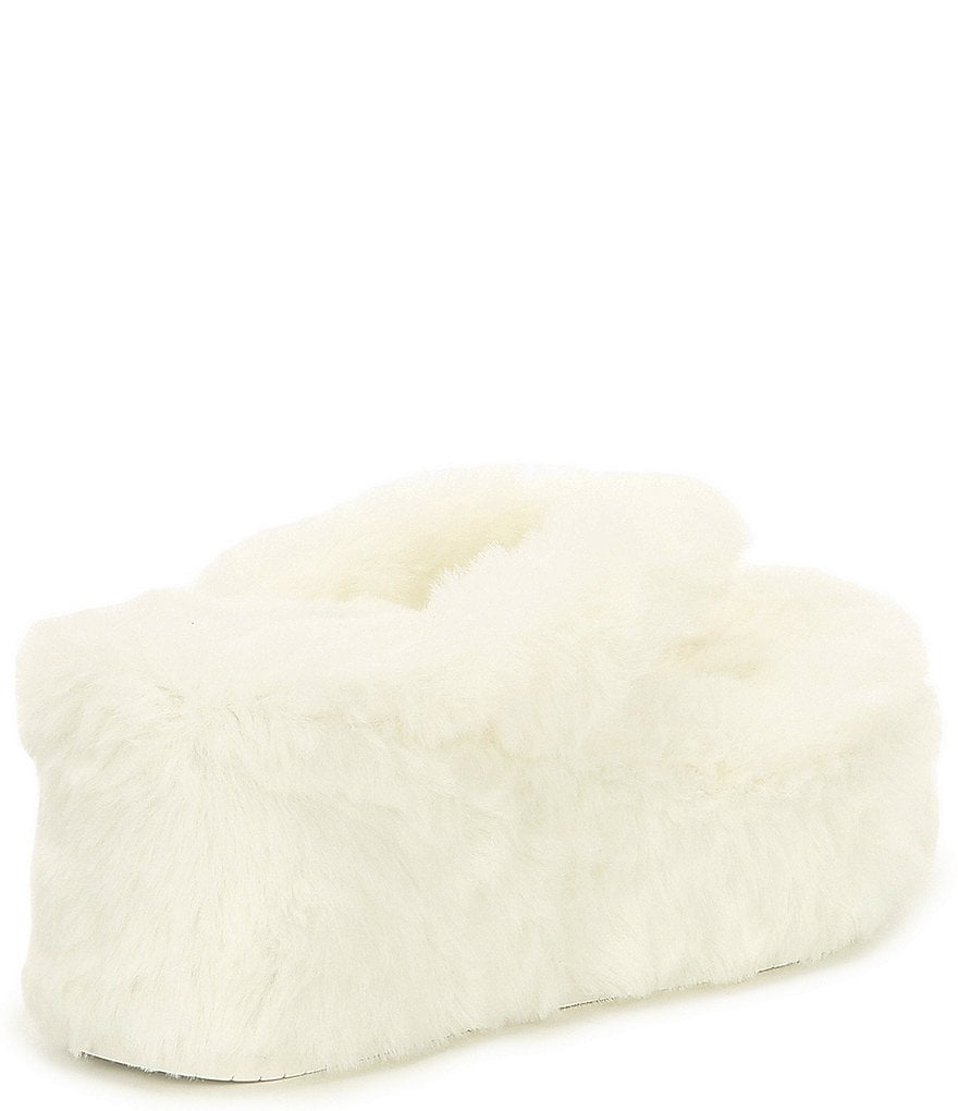 Gianni Bini Plushie Faux Fur Thong Wedges