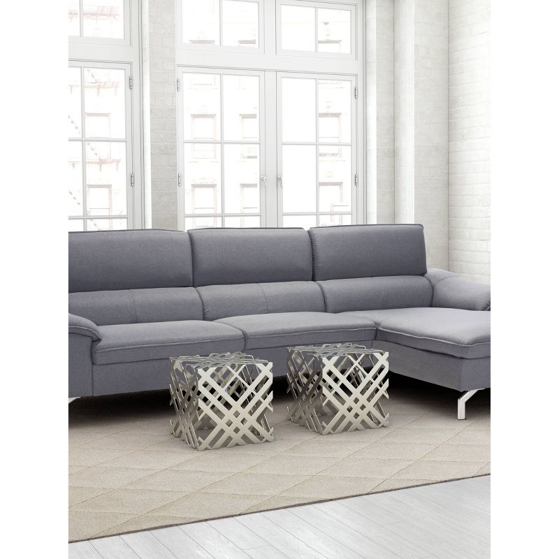 Low Profile Geometric Accent Table - Aluminium - Zm Home