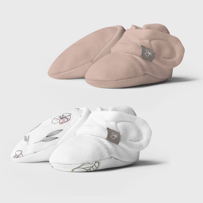 Goumi Baby Girls' 2pk Organic Cotton Abstract Floral Boots - Pink 0-3M