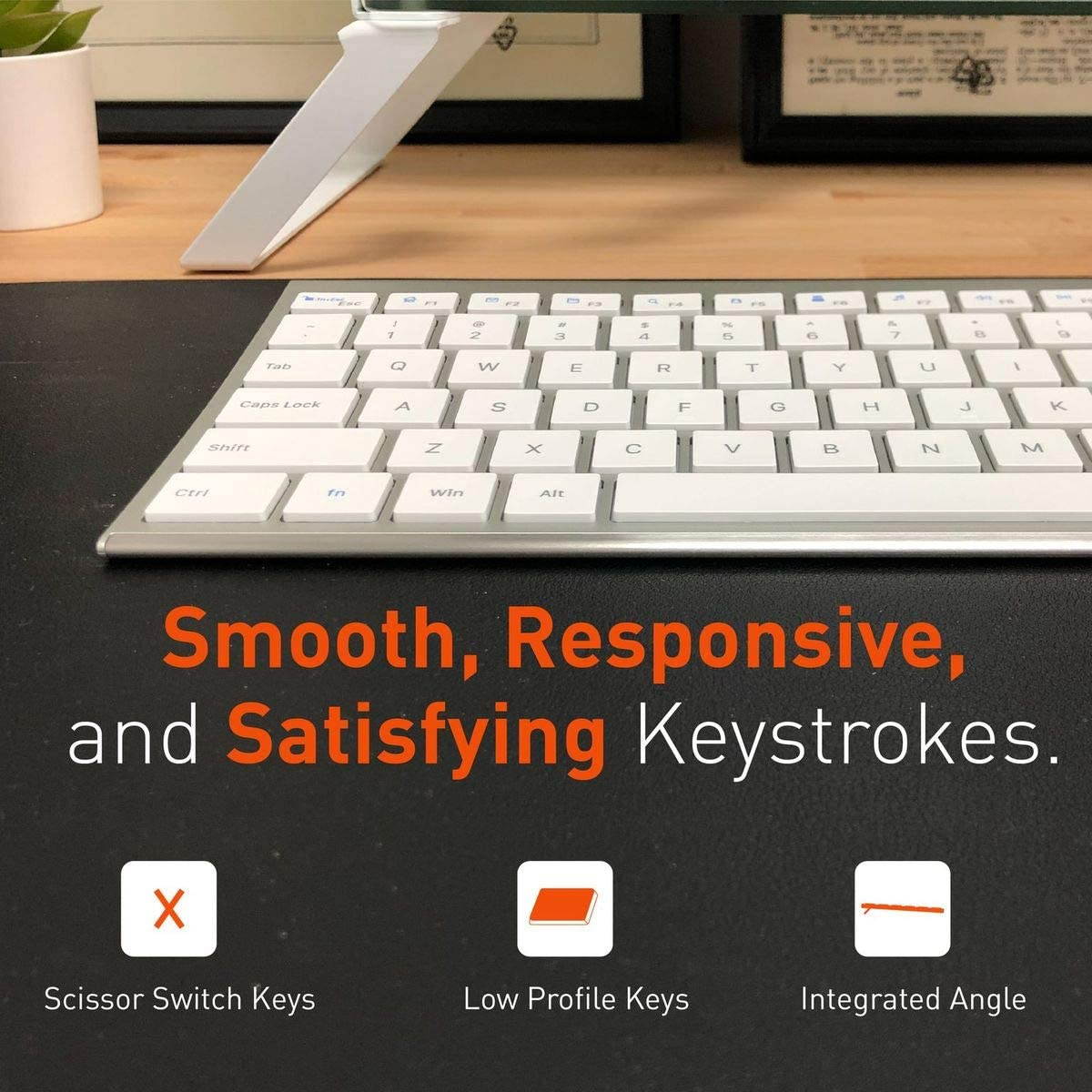 Slim Wireless Keyboard for Laptop | Rechargeable - Elegance for Windows PC - Low Profile Keyboard with 110 Silent Keys, 20 Shortcuts, and Keypad - 2.4G PC Keyboard Wireless &ndash; Aluminum