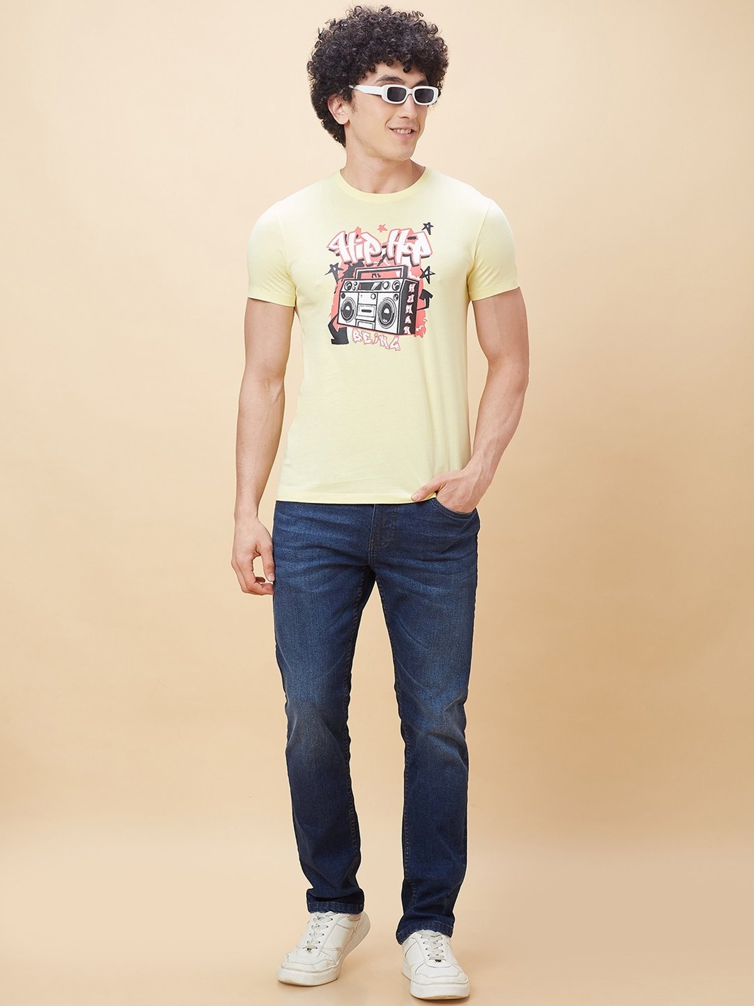 Being Human Yellow Regular Fit Printed T-Shirt
