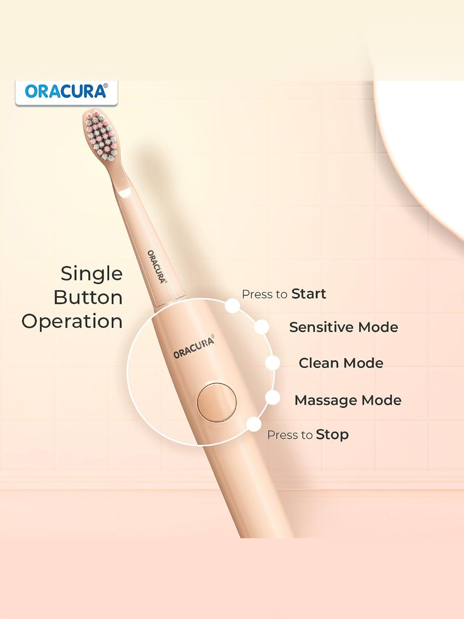Oracura SB100 Sonic Lite Electric Battery Operated Toothbrush (Blue)