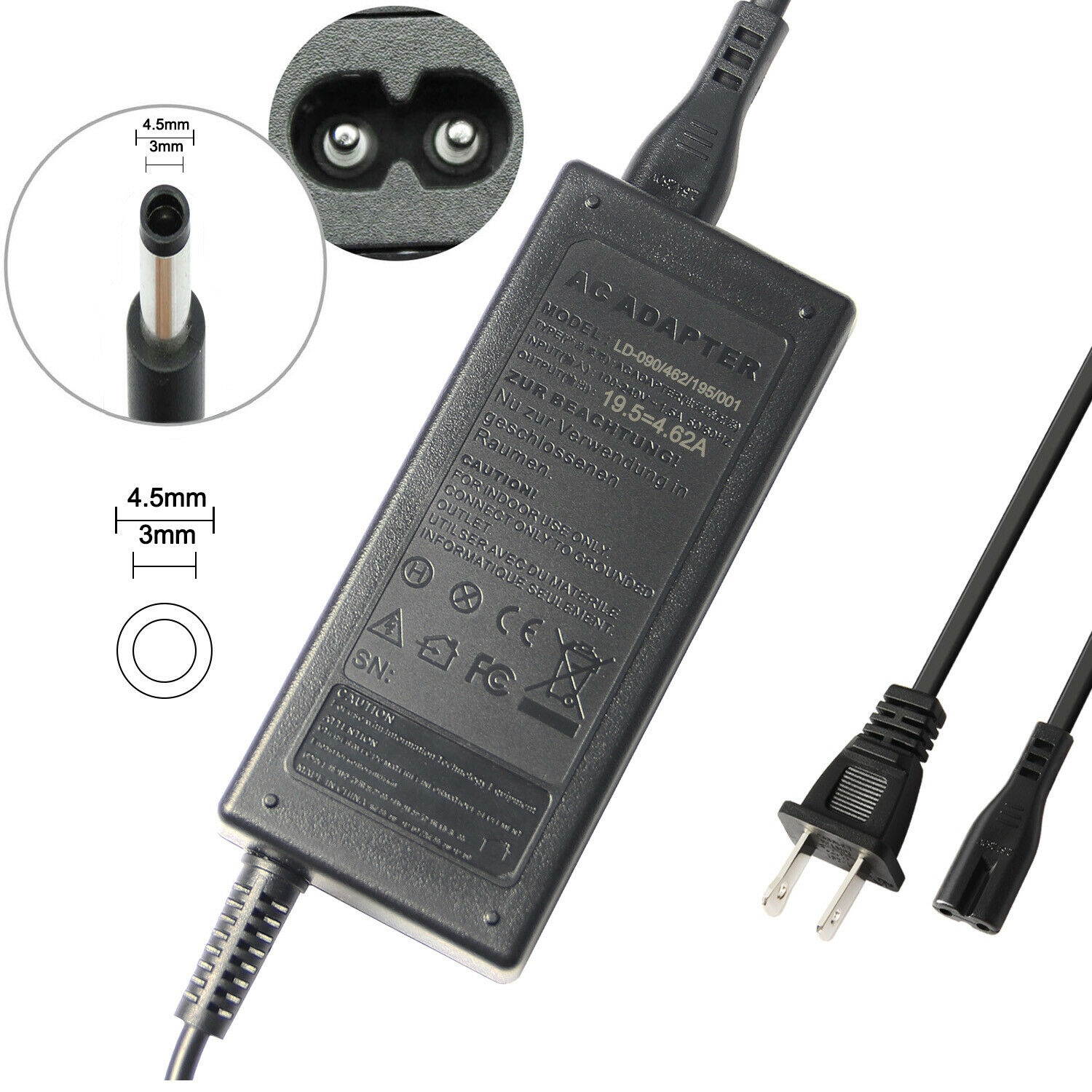 Adapter Charger For Dell Latitude 3390 P69g 3490 3590 P75f 7212 E5450 Laptop F