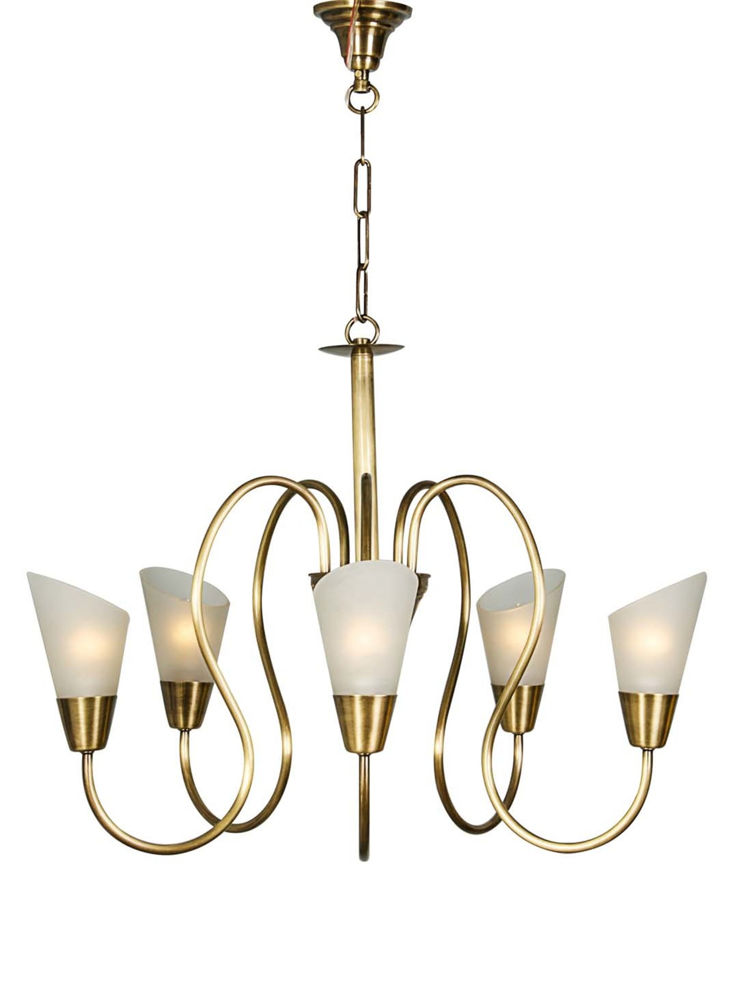 Fos Lighting 'Modern' Golden & Transparent Brass Antique Cone-Shaped Chandelier - Set of 1