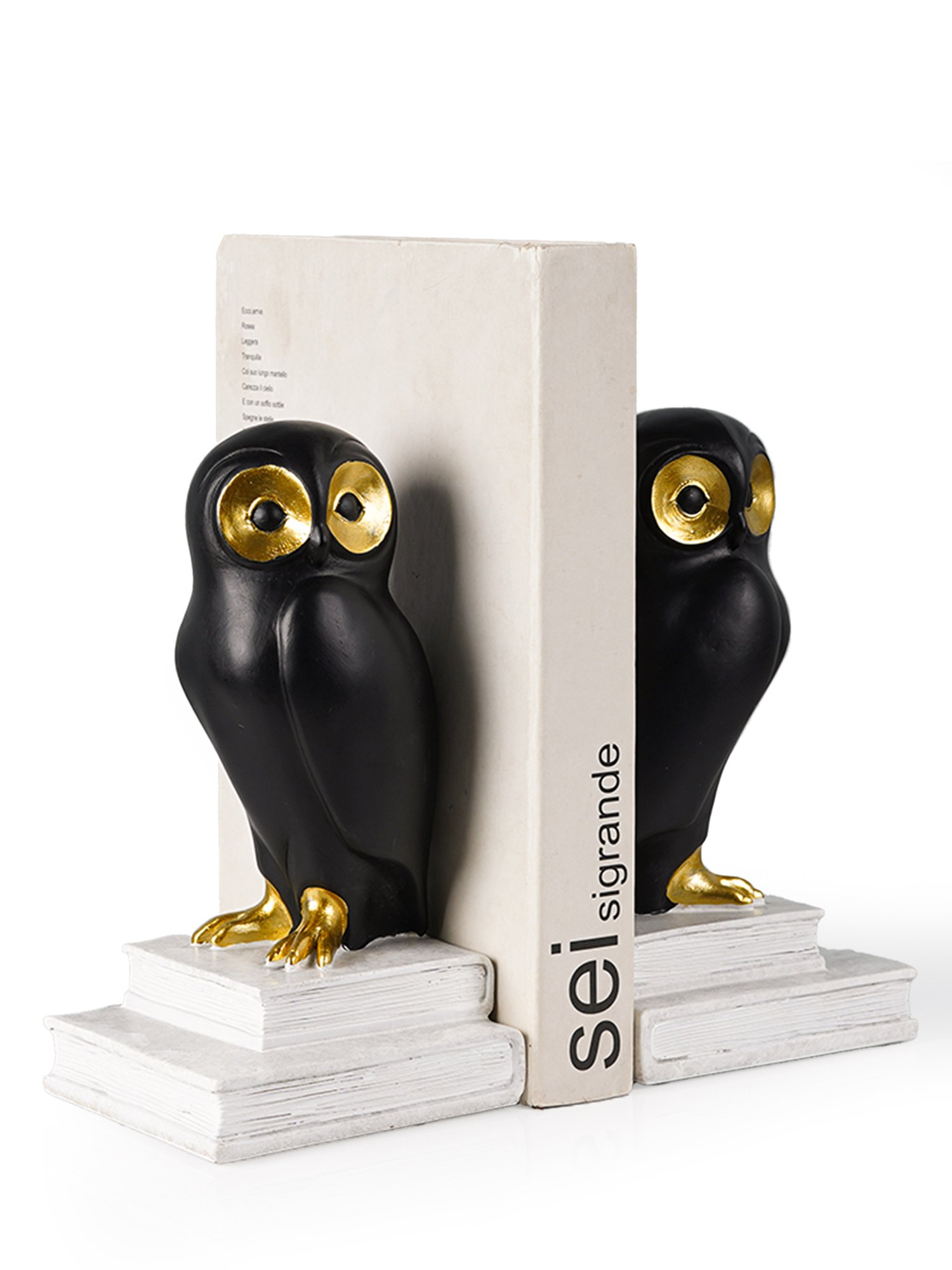 The Artment Decorative Set of 2 Black Owl Polyresin Bookend - Book Organizer