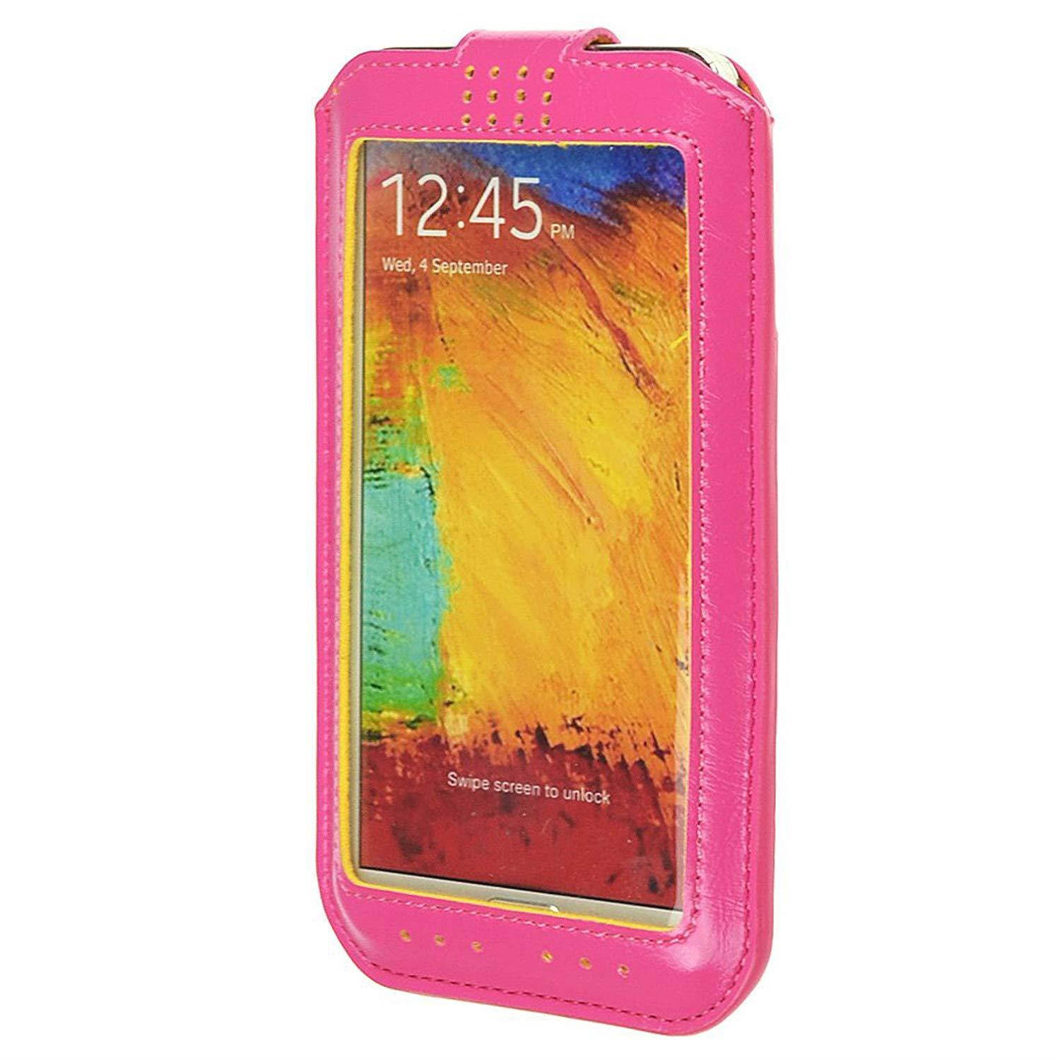 SumacLife PU Leather Sleeve Case for 4.9-Inch to 5.1-Inch iPhone 6 - Retail Packaging - Magenta/White