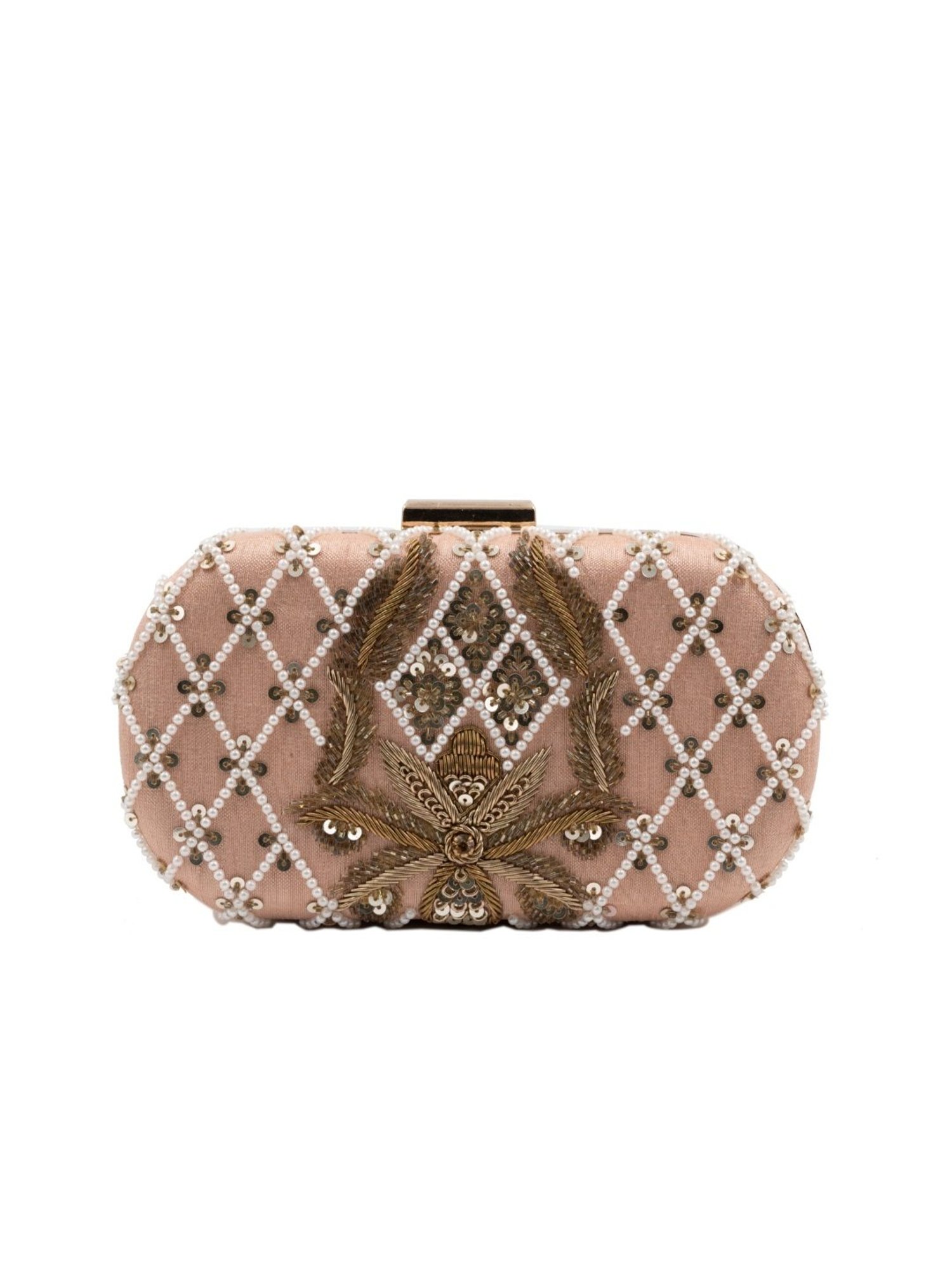 Sugarcrush Beige Luxury Embroidered Small Clutch