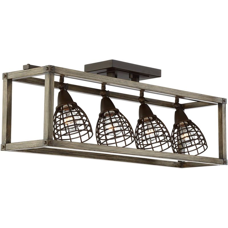 Pro Track Verdorn 4-Light Oiled Bronze with Wood Cage Track Fixture