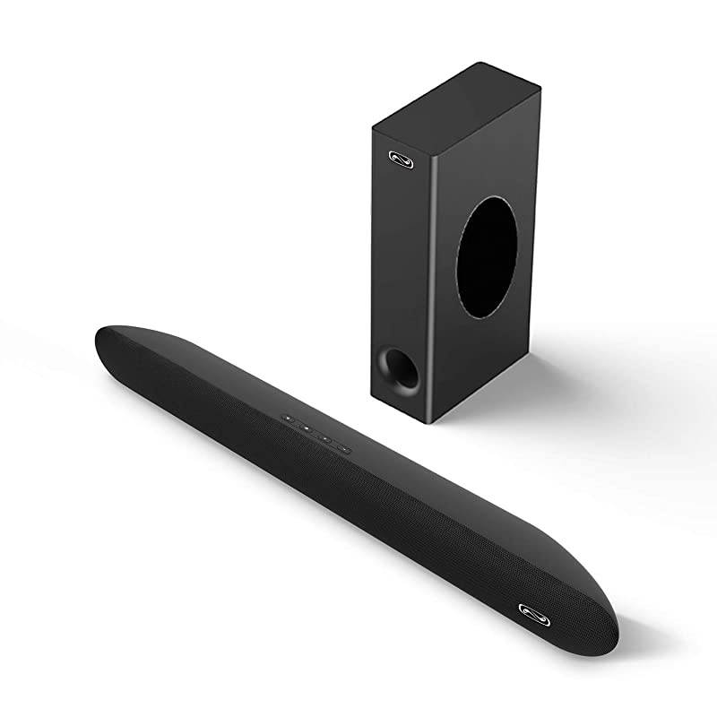 Sound Bar with Wired Subwoofer  28Inch 21 Channel 140 Watts Sound Bar with 65quot Wired Subwoofer Bluetooth 50 Dual Connection Way Bass Adjustable Wall Mountable DSP 2020 New Model