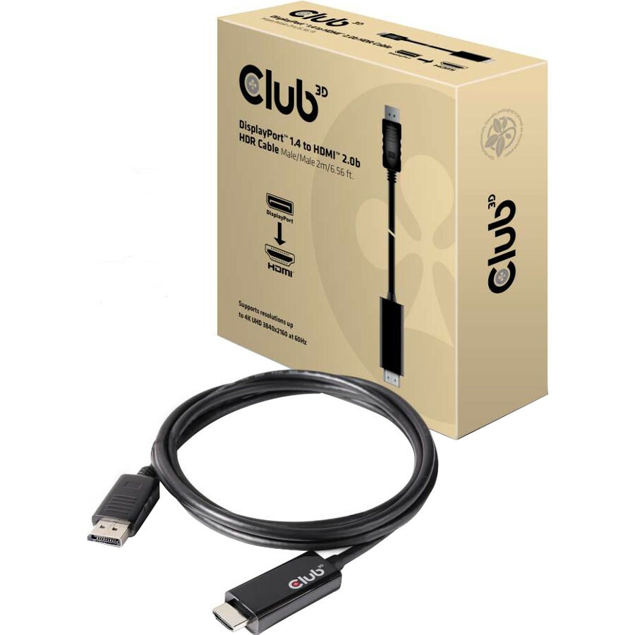 Club3D CAC-1082 DisplayPort 1.4 to HDMI 2.0b HDR Cable Male/Male 2m/6.56 ft.