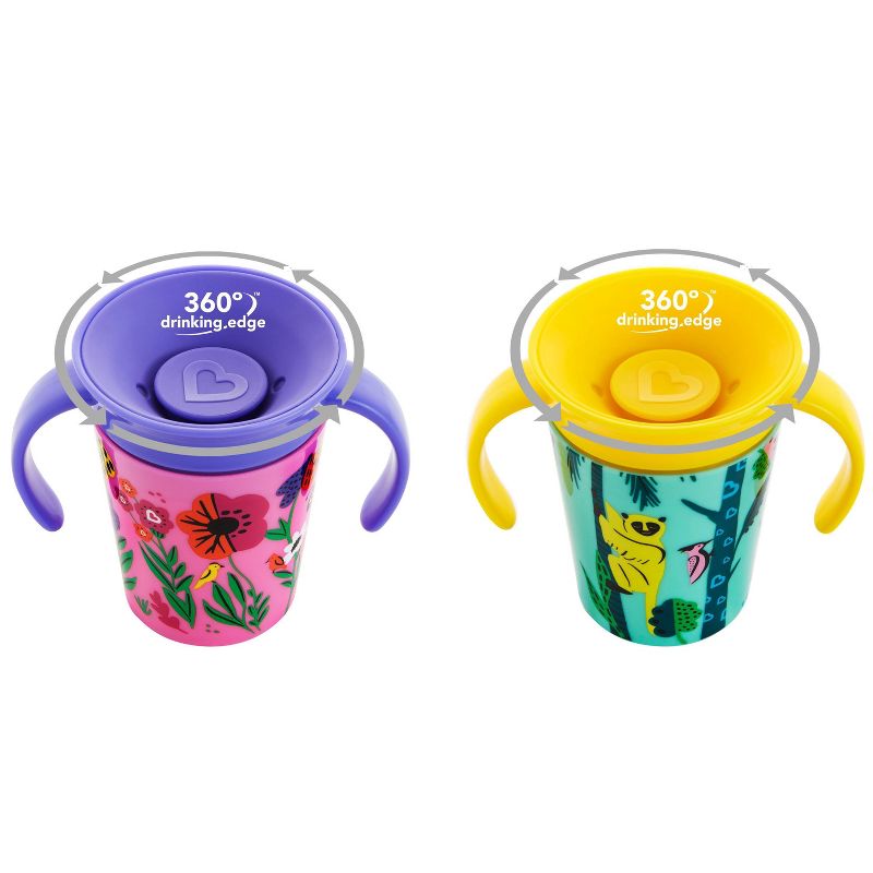 Munchkin Miracle 360 Wildlove Sippy Cup - Bee/Lemur - 2pk/6oz Each