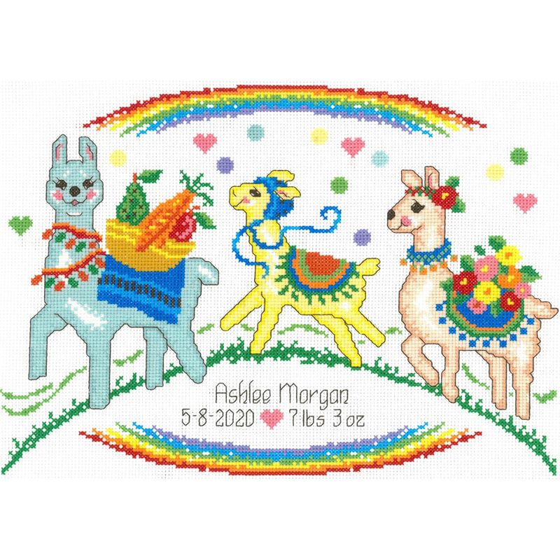 Imaginating Counted Cross Stitch Kit 12"X8.5"-Llama Birth Record (14 Count)