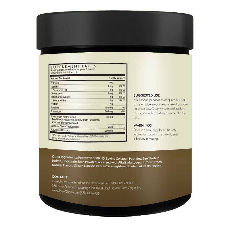 Terra Origin Collagen and Protein Bone Broth Powder Chocolate - 13.7oz