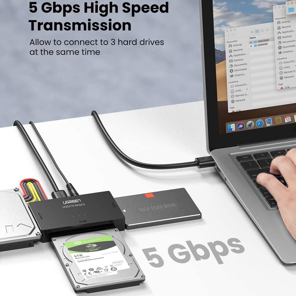 UGREEN USB IDE Adapter USB 3.0 to SATA IDE Hard Drive Cable Adapter Converter for 2.5" 3.5" IDE External SATA HDD SSD Hard Drives Disks with 12V 2A Power Adapter and USB 3.0 Cable for Laptop