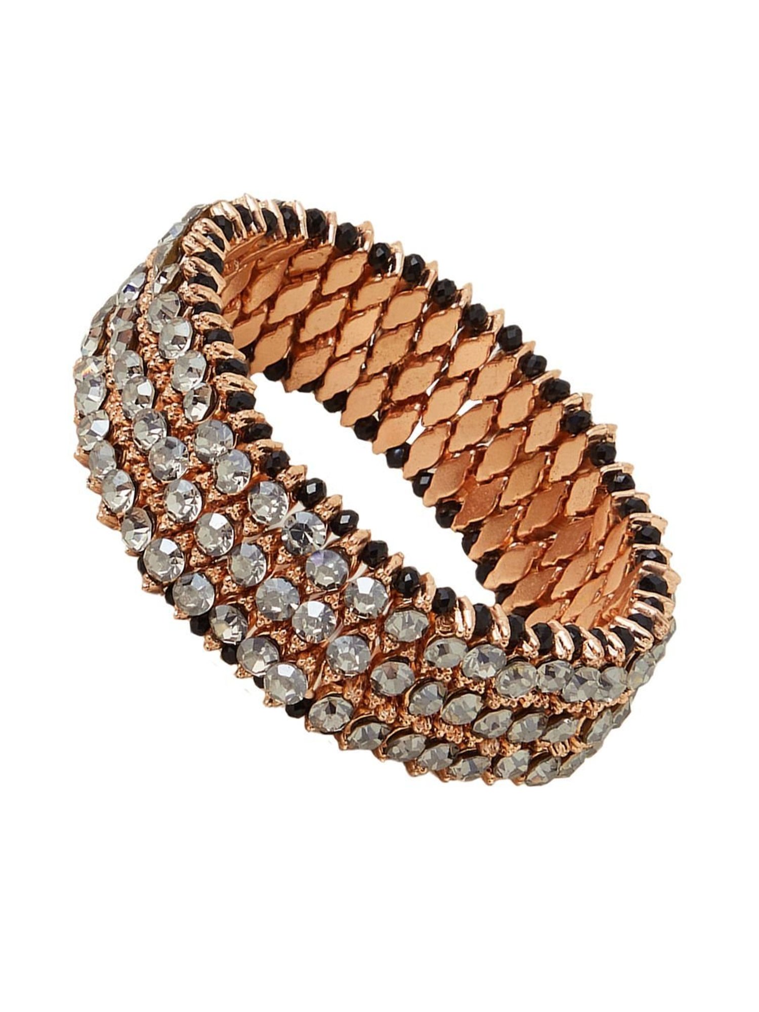 Accessorize London Women's Black Beaded Stretch Wide Bracelet