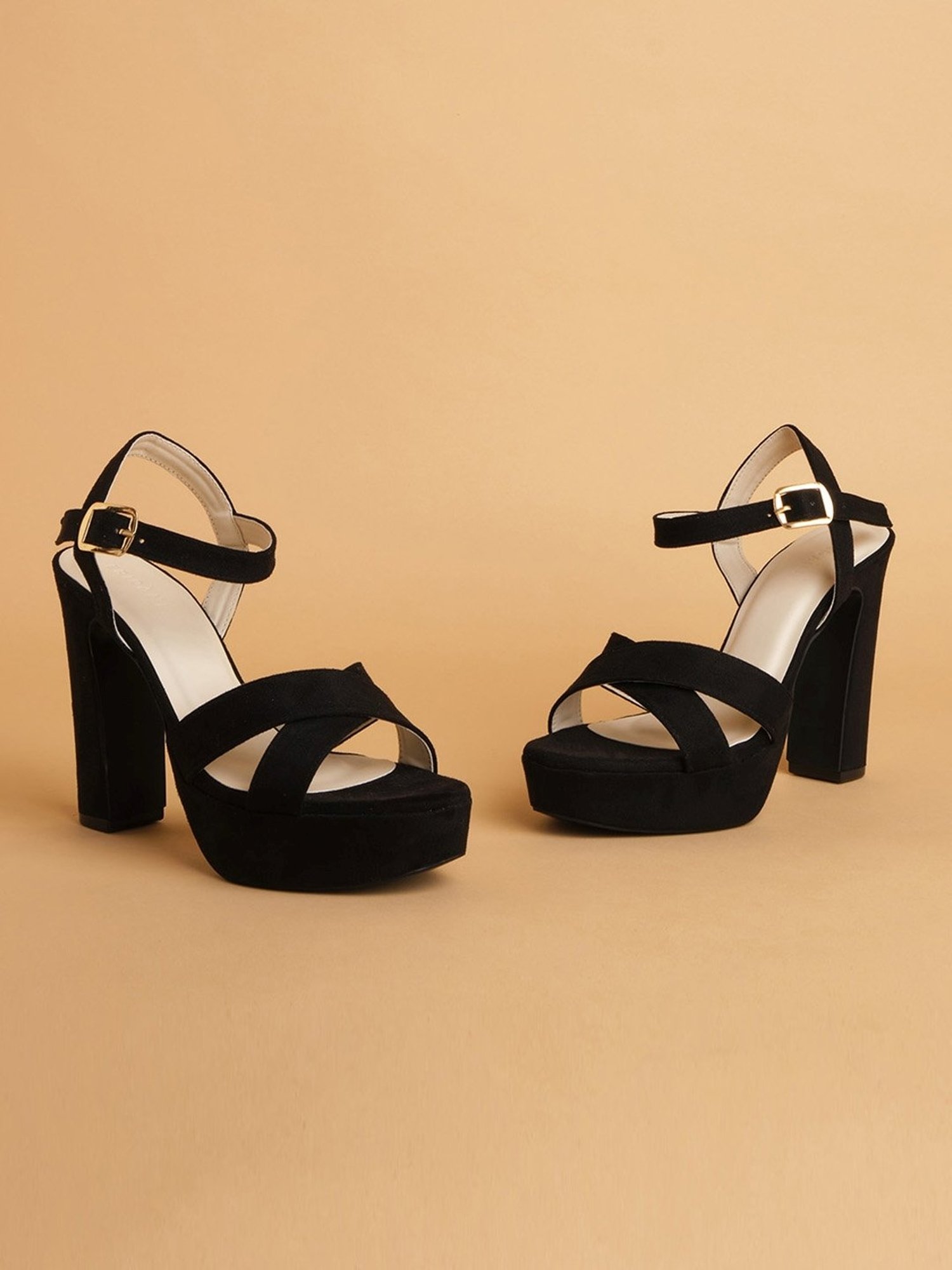 Eridani Women's Veronic Black Ankle Strap Sandals