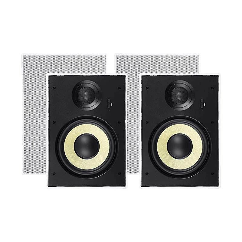 134709 2 Way in-Wall Speakers - 8 Inch (Pair) with Aramid Fiber and Titanium Silk Drivers - Caliber Slim Series