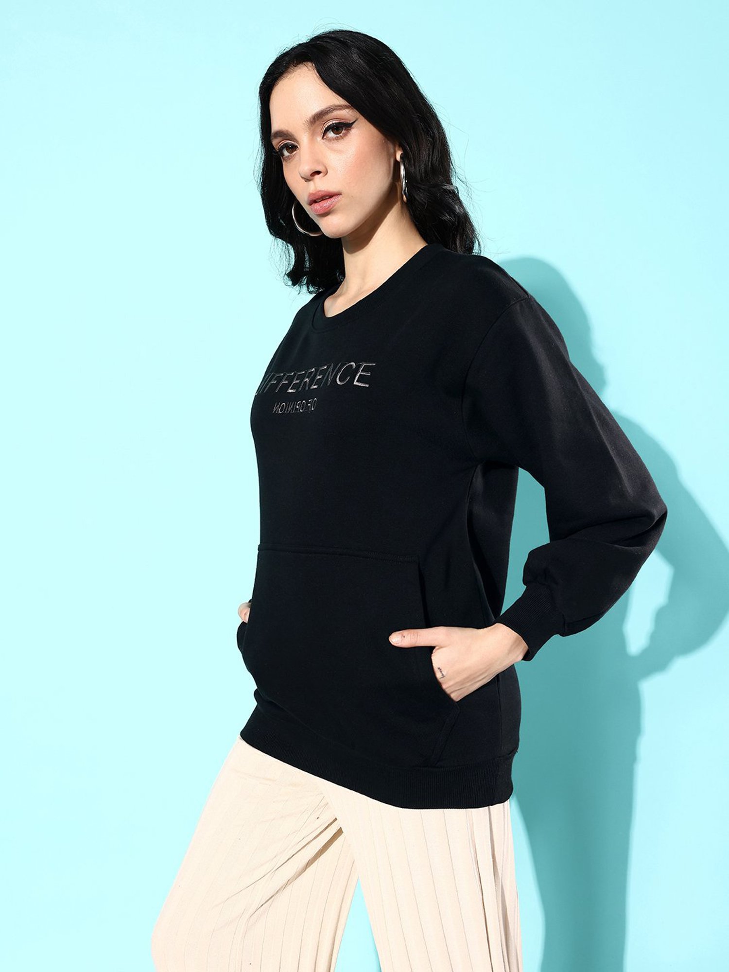 Difference of Opinion Black Fleece Graphic Print Oversized Sweatshirt