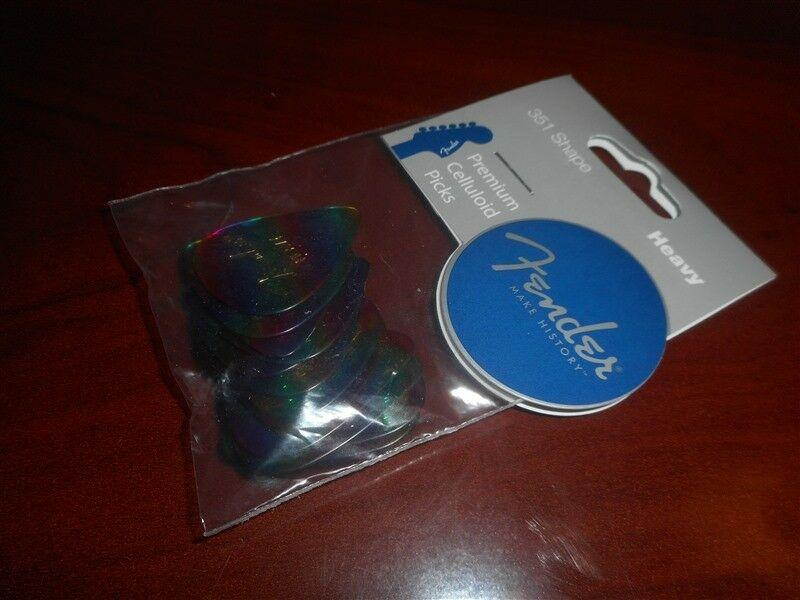 Fender 351 Premium Celluloid Heavy Guitar Picks (12), RAINBOW, 198-0351-103