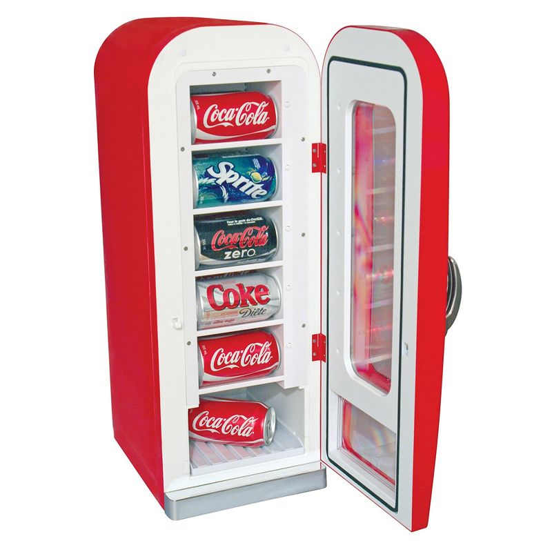 Koolatron CVF18 Coca-Cola Official Design Push Button Vending Machine Mini Fridge Holds 10 Cans