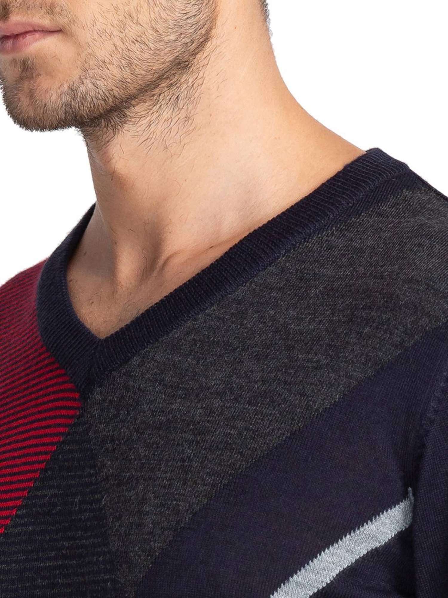 Parx Blue Regular Fit Striped Sweaters