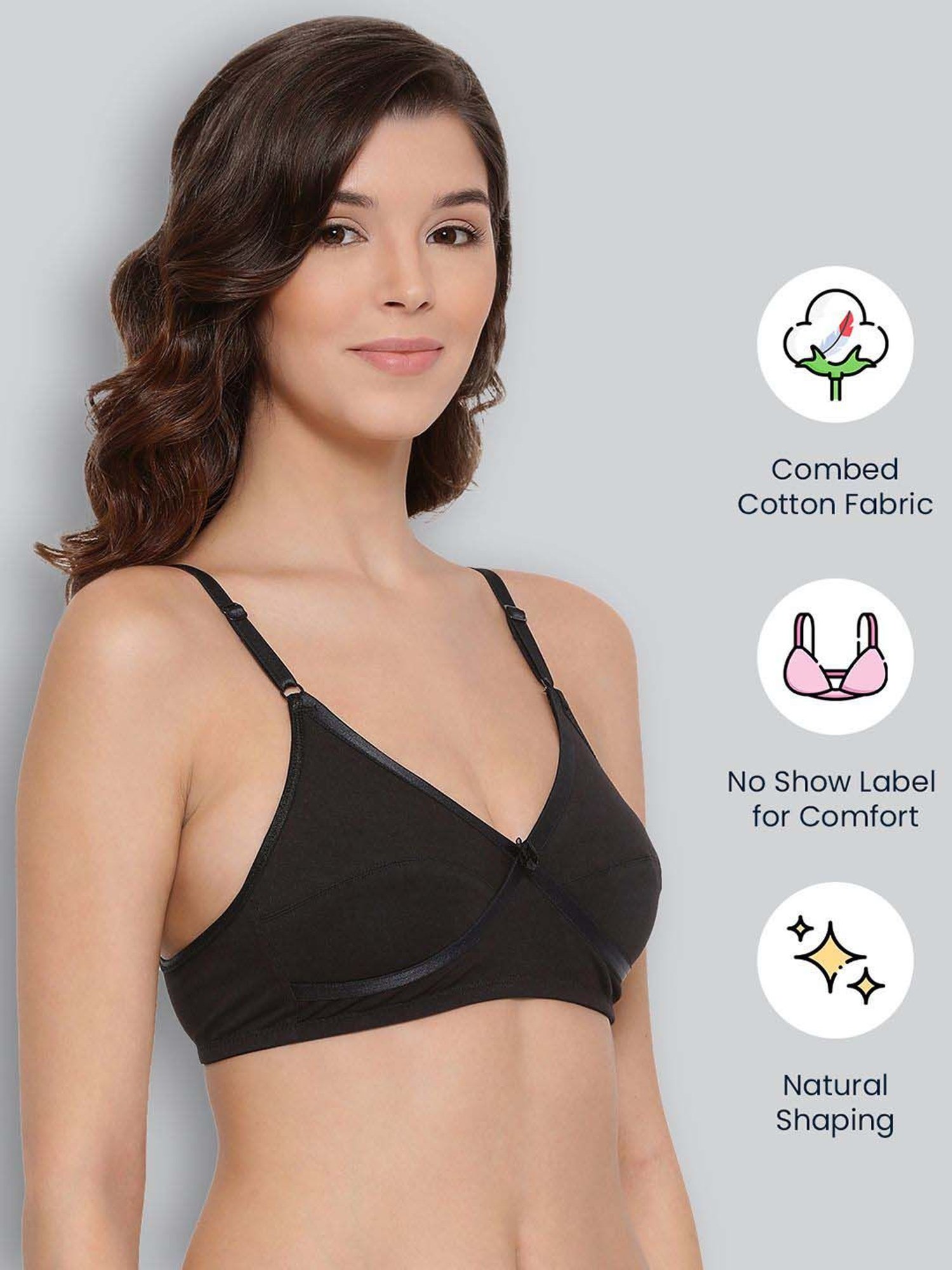 Lyra Black Cotton Everyday Bra