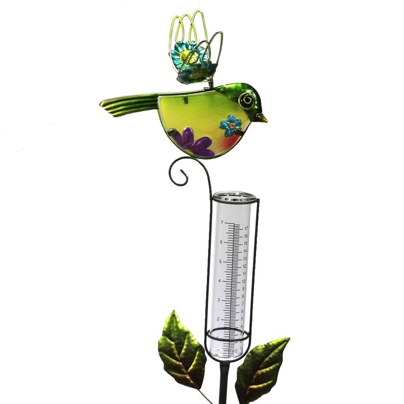 Home & Garden 39.5" Bird Rain Gauge Stake Green Measure Liquid Yard Decor Regal Art & Gift  -  Decorative Garden Stakes