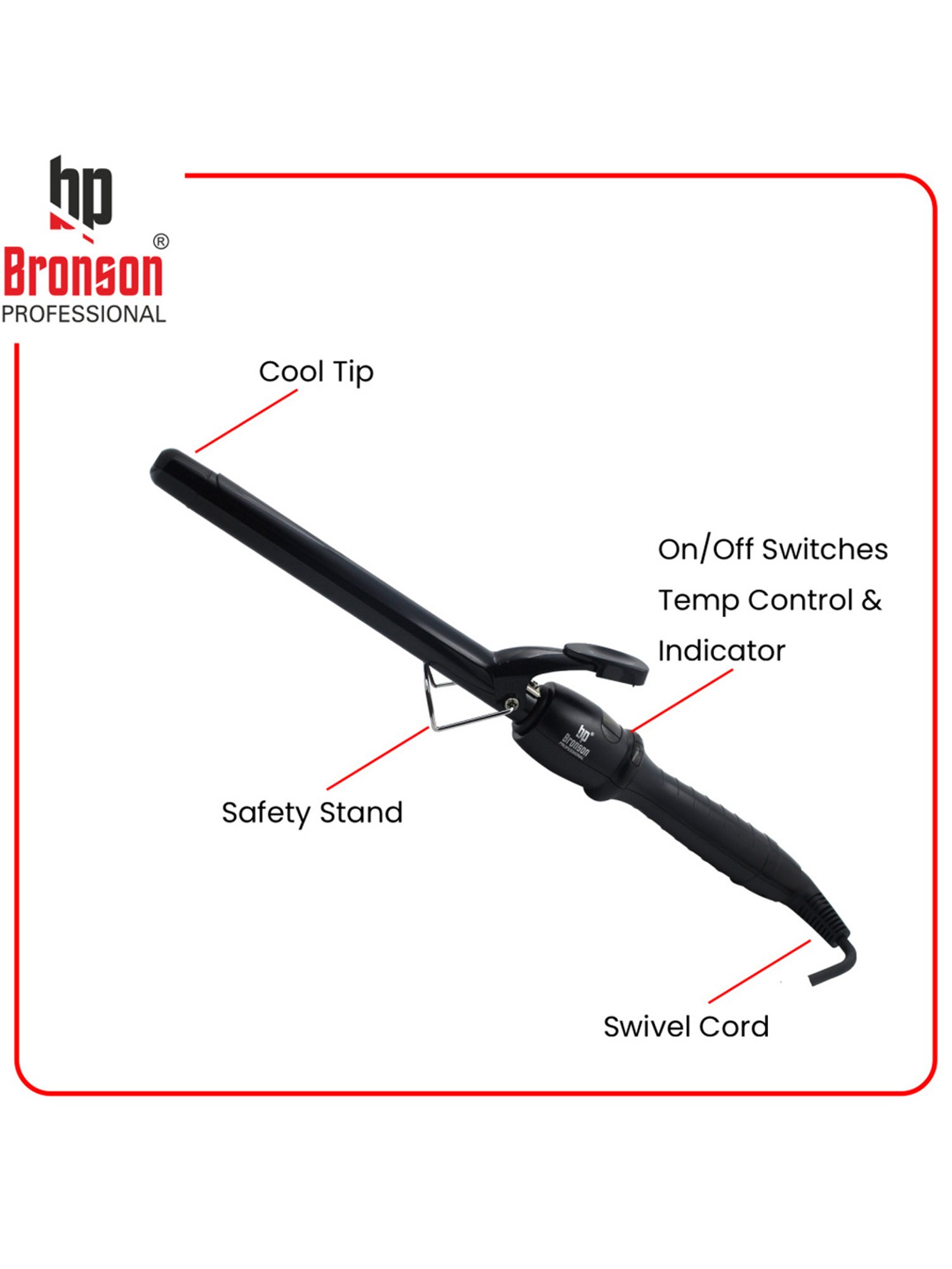 Bronson Professional Hair Curler Tong 19 mm Barrel with Digital Temperature Controller
