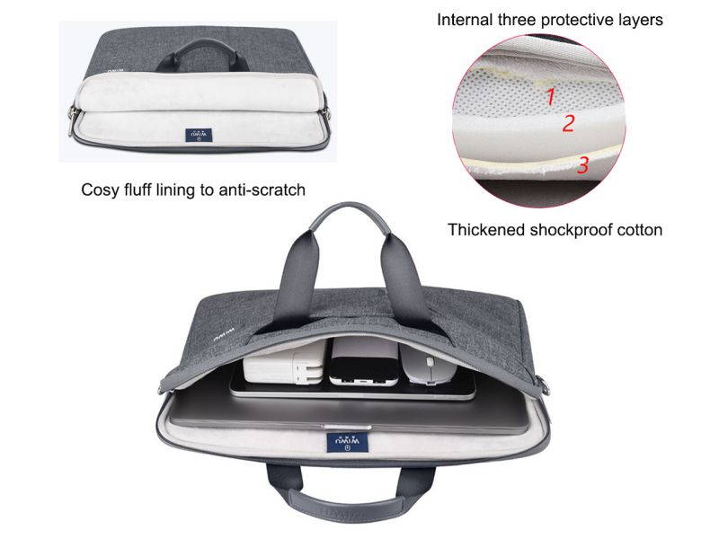 wiwu Laptop bag 17.3 inch Top-grade wate resistant Computer bag 17 Handbag Messenger Laptop sleeve Business briefcase with handle for Hp Dell Lenovo Notebooks