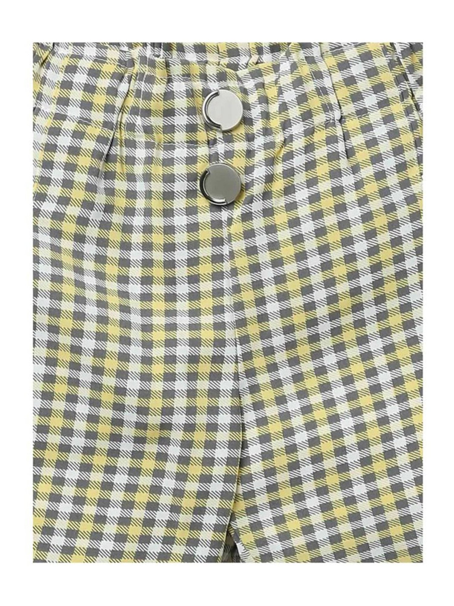 Tiny Girl Kids Lemon Yellow & Grey Chequered Shorts