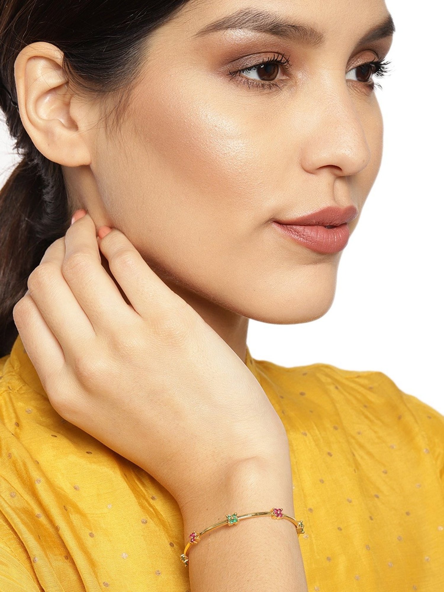 Zaveri Pearls Gold Tone Cubic Zirconia Contemporary Style Kada-ZPFK9435