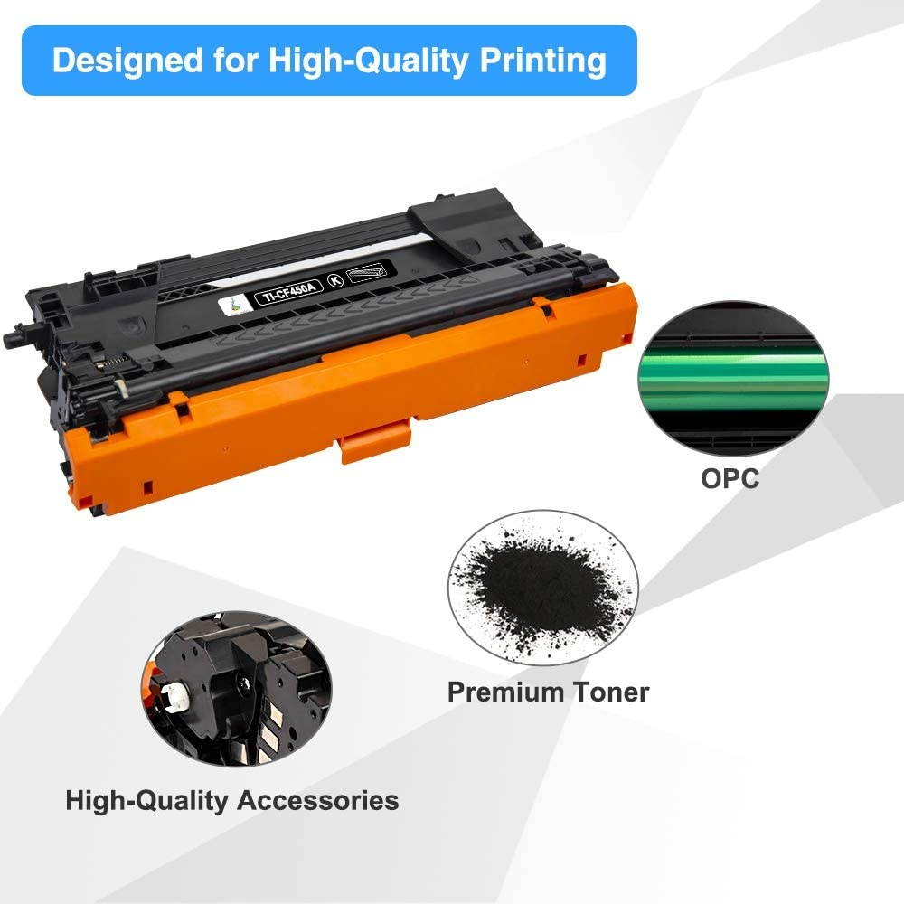 TRUE IMAGE Compatible Toner Cartridge Replacement for HP 655A CF450A CF451A CF452A CF453A Laserjet Enterprise M652dn M653dn M652 M653 M652n M653x M681dh M682z M681f (Black Cyan Yellow Magenta 5-Pack)