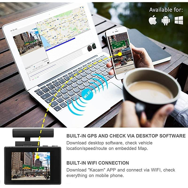 Dual Dash Cam 4K Front and Rear Car Camera 1080P+1080P, 3" OLED Touch Screen WiFi GPS Night Mode 150&deg;, Parking Mode, Time Lapse, WDR, G-Sensor, Loop Recording for Cars, Trucks