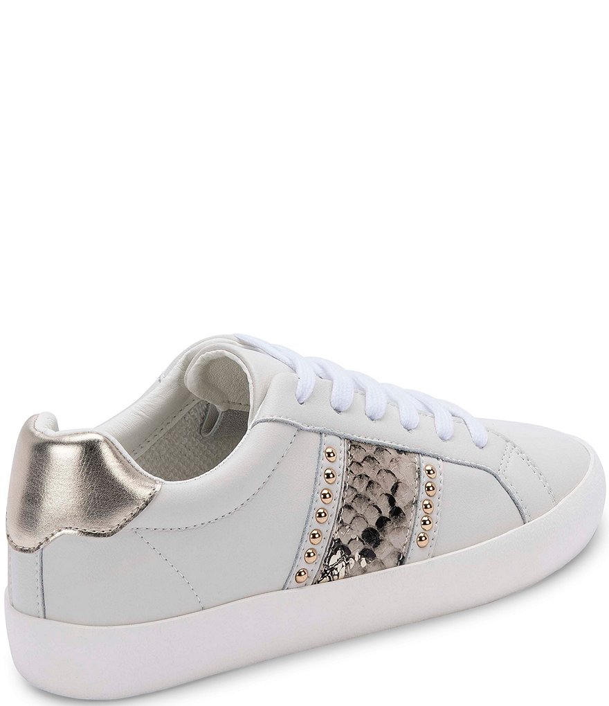 Blondo Gavi Waterproof Leather Snake Print Studded Detail Lace-Up Sneakers