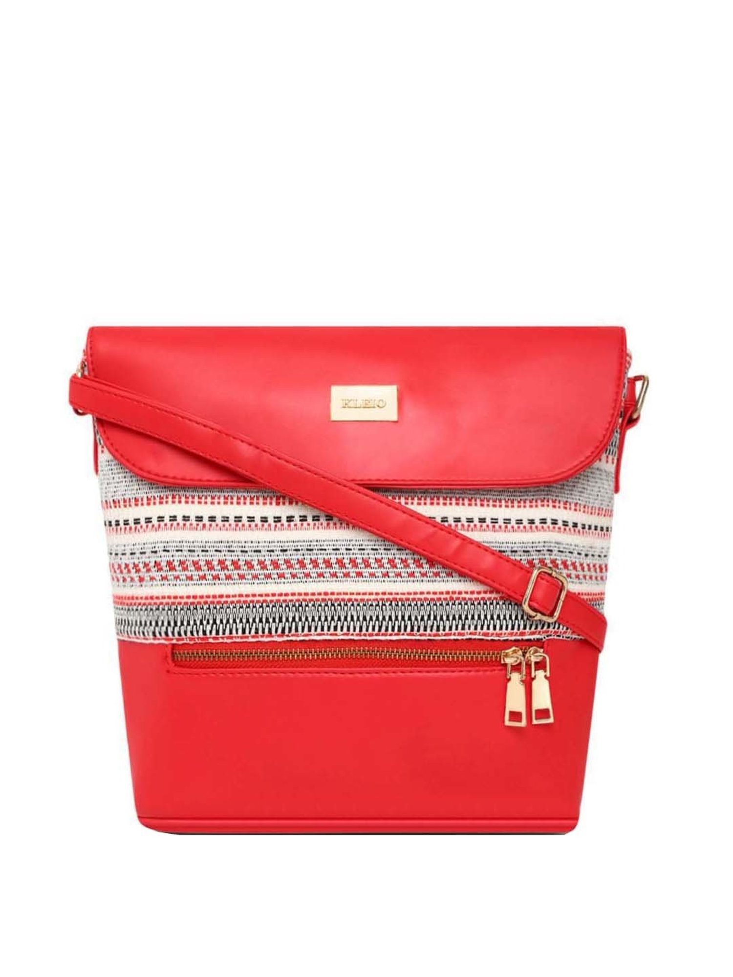 KLEIO Red Textured Medium Sling Handbag