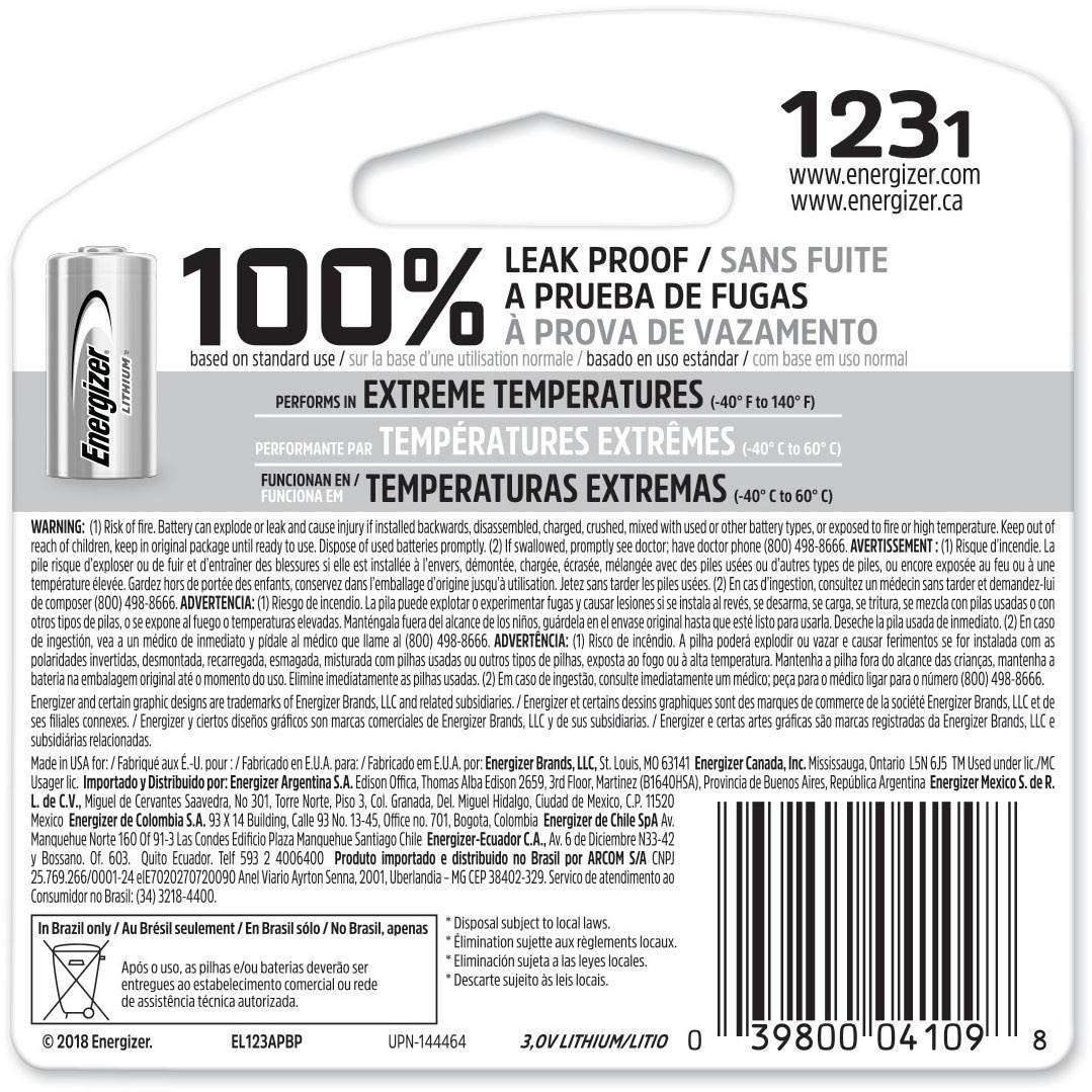 Energizer 123 Lithium Battery