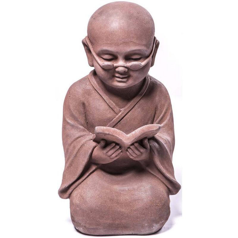 17.25" Indoor/Outdoor Resin Reading Buddha Garden Statue Brown - Alfresco Home LLC